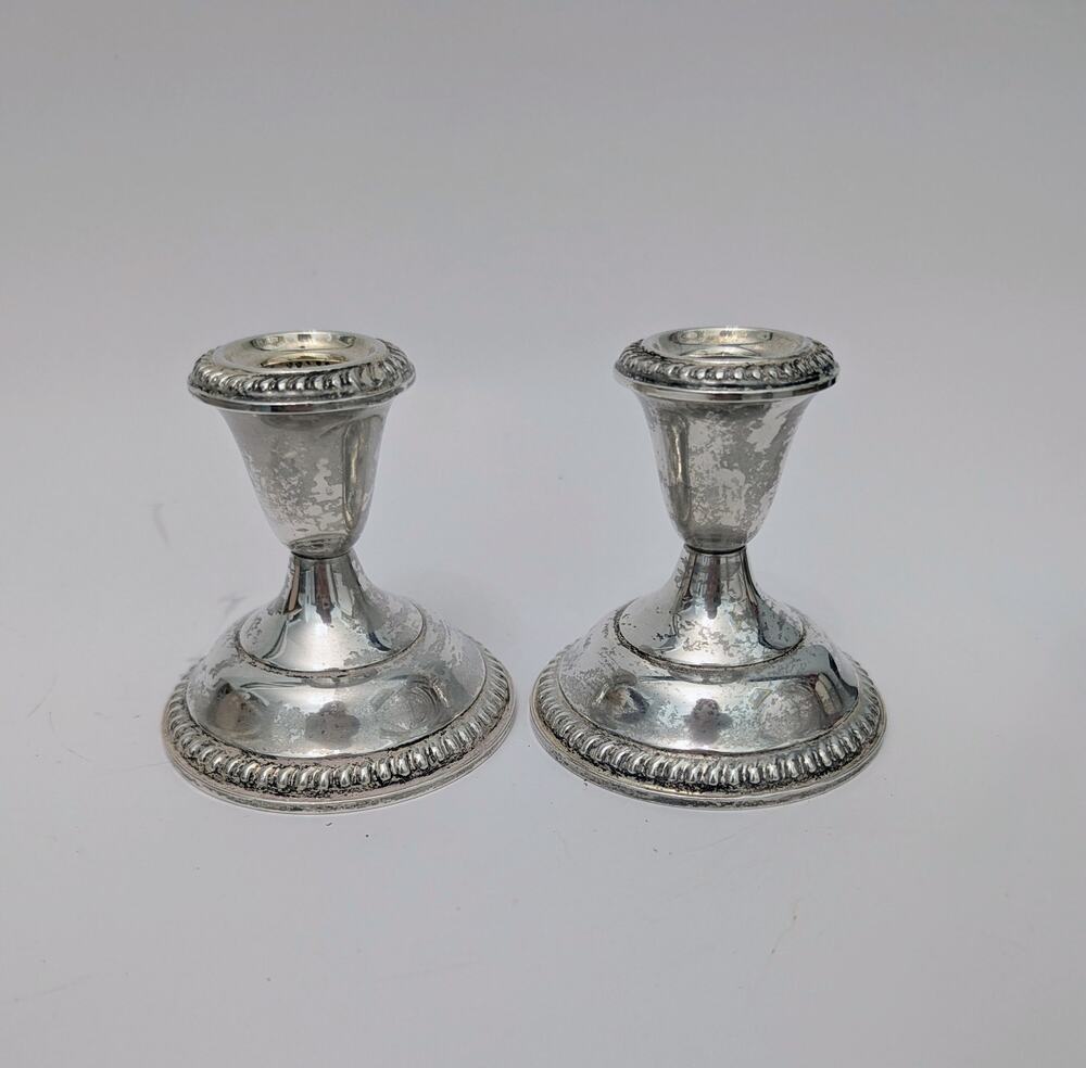 PAIR Empire Vintage Weighted Sterling Silver Taper Candle Holders 3.2"